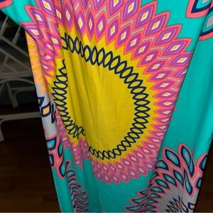 Aryeh Turquoise and Yellow Geometric Midi Dress